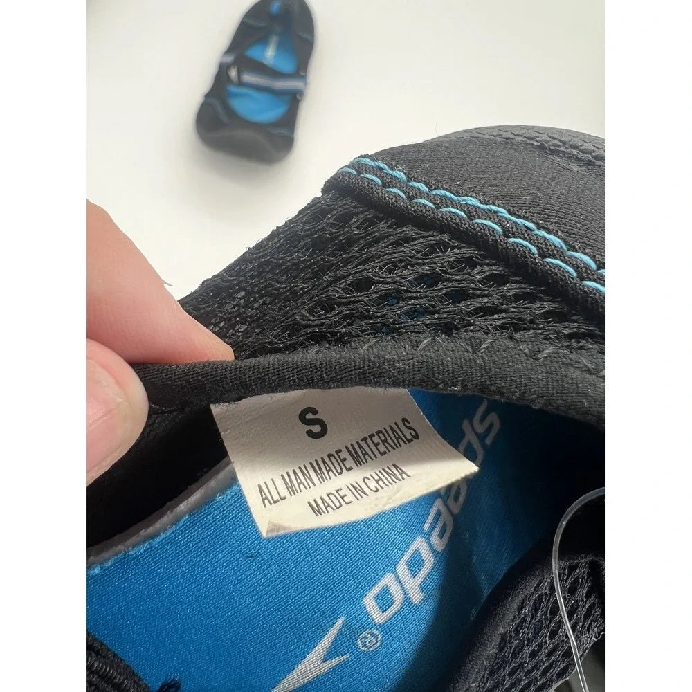 Speedo Unisex Kids Water Shoes Aqua Socks Black Blue Size S Hook & Loop Strap